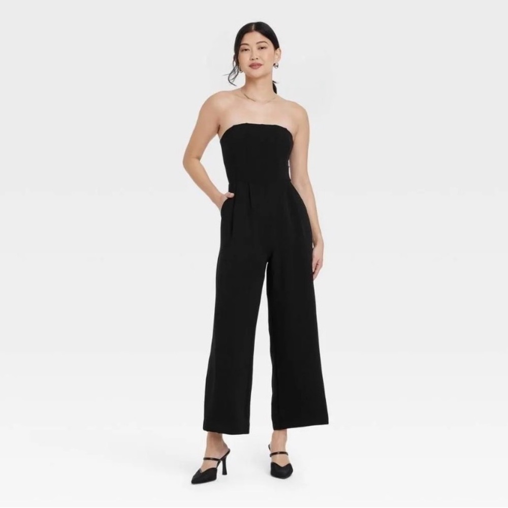 Women's Large Black Jumpsuit - a New Day™, Side Pocket, Below Knee Length